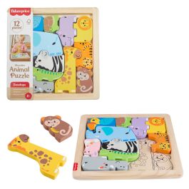 Fisher Price Puzzle en bois animaux, classification de formes, 13 pièces, JFG10