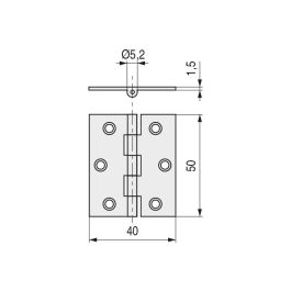 HERRAJES ALK Charnière plate en laiton Nova 50x40 Nickel