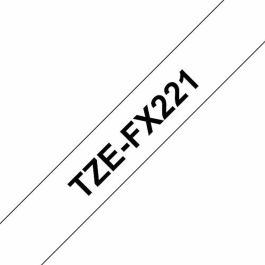 Ruban Laminé pour Etiqueteuses Brother TZe-FX221 Noir Noir/Blanc (9 mm x 8 m)