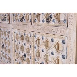 GINER Y COLOMER BAKRA Buffet en bois de mangle avec 4 portes et 4 tiroirs - Finition blanc lavé - 190 x 92 x 42 cm