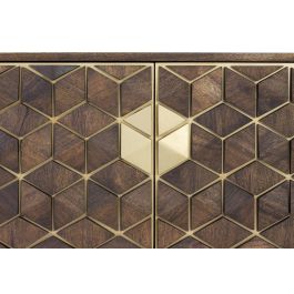 Giner y Colomer - Meuble TV 2 portes en bois de manguier et métal couleur noir, 145 x 50 x 40 cm