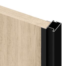 Emuca Kit de quincaillerie pour armoire à 2 portes coulissantes avec fermeture souple Placard 74, Modèle de poignée Sharp, épaisseur 19mm, panneaux non inclus, Peint en Noir