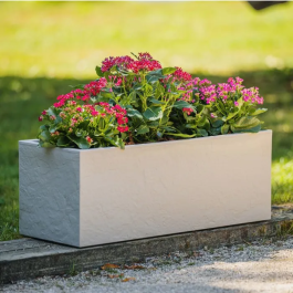 Eda - Volcania Up - Jardinière balconnière 25 L, décor pierre, beige calcaire, 59 x 19,5 x 22,8 cm, intérieur/extérieur
