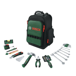 Bosch - Sac à dos à outils 60 pièces complet avec pince, tournevis, marteau, mètre ruban, clés et niveau - Set de bricolage durable et ergonomique Precio: 322.944. SKU: B18XRAMZNW