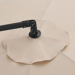 AUREA Parasol déporté Ø 3 m - Structure aluminium, toile polyester 180 g/m² - Crème - 6 baleines acier, ouverture par manivelle