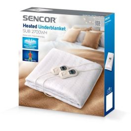 SENCOR SUB 2700WH - Couverture chauffante polaire, 160 x 140 cm, 120 W, 3 réglages de température, arrêt automatique, lavable, Blanc