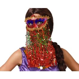 Masque arabe rouge avec paillettes et voile décoratif pour fête, carnaval ou spectacle - Accessoire déguisement oriental Precio: 10.5. SKU: B1FXRA2YXJ