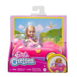Barbie - HXN05 - Coffret Poupée Chelsea, Cabriolet ours en peluche et ourson - 3 pièces - Jeu d'imagination - Cadeau enfant multicolore