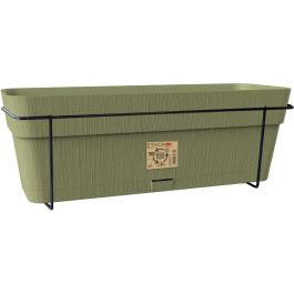 Stefanplast Balconnière ETHICA - 50x18x17 cm - 9 Litres - Vert olive - Jardinière de balcon robuste