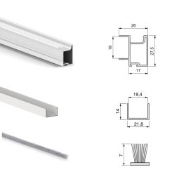 Emuca Kit de quincaillerie pour armoire à 2 portes coulissantes avec fermeture souple Placard 74, Modèle de poignée Sharp, épaisseur 19mm, panneaux non inclus, Peint en blanc