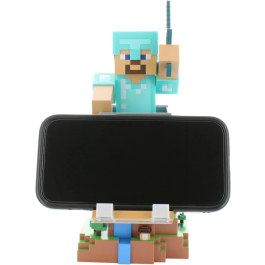 Exquisite Gaming Support Cable Guys - Figurine Minecraft Steve en Armure Diamant (20 cm) - Support pour Manette, Smartphone et Accessoires - Produit Officiel