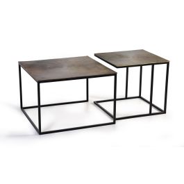 GINER Y COLOMER - Buffet 2 Tables Gigognes en Métal et Aluminium Bronzé avec Dessus en Forme de Rayons de Soleil - Lot de 2