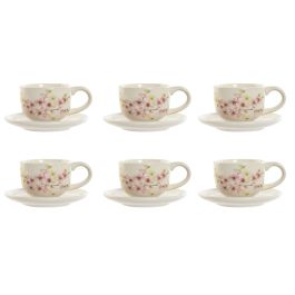 Ensemble de tasses à café Home ESPRIT Jaune Blanc Rose Lila Métal Dolomite 180 ml