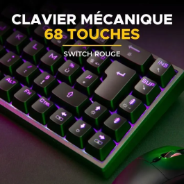The G-Lab COMBO TITAN - Pack Gaming 2 en 1 : Clavier Mécanique 65% (Switches Rouges) et Souris RGB 12800 DPI - Rétroéclairage RGB, Anti-Ghosting, 1000Hz, Pour E-Sport et Jeu