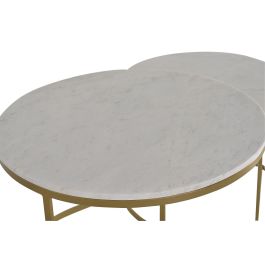 GINER Y COLOMER - Set de 2 Tables Basses en Marbre et Métal, Coloris Doré, Diamètres 70 cm et 55 cm, Hauteurs 48 cm et 42 cm, Assemblage Requis