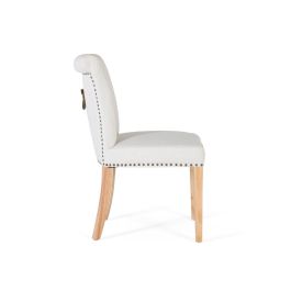 GINER Y COLOMER - Lot de 2 chaises design avec assise en tissu beige et piètement en bois naturel - Dimensions (HxLxP) : 86 x 51 x 64 cm