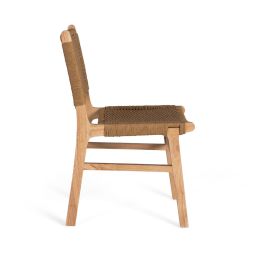 GINER Y COLOMER - Lot de 2 chaises en bois de caoutchouc avec assise en fibre synthétique tressée - Design contemporain - Couleur naturelle - 86 x 57 x 50 cm
