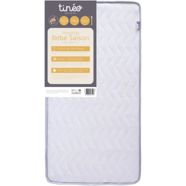 Tineo - Matelas bébé évolutif 2 faces hiver/été 60 x 120 cm ép. 11 cm en mousse polyuréthane, fabriqué en France, traité anti-acariens