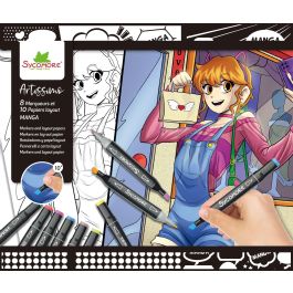 Coffret créatif - SYCOMORE - Layout et marqueurs - Manga Fille - Des 10 ans
