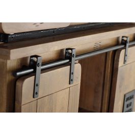 GINER Y COLOMER Armoire / Placard en Mango et Métal, 4 Portes Coulissantes, 200 x 100 x 47 cm, Style Industriel, Couleur Naturel et Noir