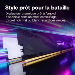 Crucial CP16G64C32U5W Mémoire DDR5 16 Go 6400 MHz CL32 UDIMM avec dissipateur thermique blanc - Gamer Pro OC - Compatible Intel Ultra et AMD Ryzen 9000