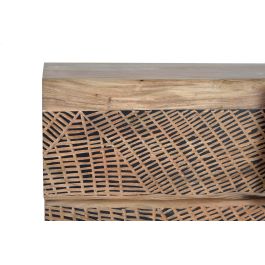 GINER Y COLOMER - Buffet 3 portes et 3 tiroirs en bois d'acacia massif avec patines naturelle et noire, pieds en fer forgé (90x140x40 cm)