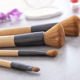 Ensemble de Pinceaux de Maquillage en Bois avec Trousse Miset InnovaGoods 5 Unités