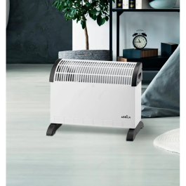 Convecteur Électrique Blanc 2000W avec Thermostat Réglable, Fonction Turbo, Protection Surchauffe, 39x53x20cm