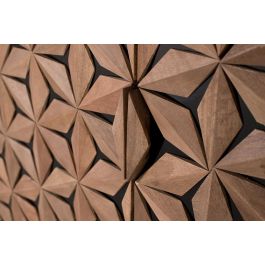 GINER Y COLOMER - Buffet 2 portes en bois de manguier et métal, sculpté à la main - Dimensions avec pattes 17cm - Fermeture magnétique