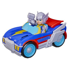 Hasbro Marvel Iron Man et Ses Amis Extraordinaires - Figurine Thor de 7,5 cm et Véhicule Foudremobile, Jouets de Super-Héros pour Enfants dès 3 Ans