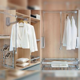 Emuca Penderie rabattable pour armoire Hang, 450 - 600, Chromé, Acier et Plastique.