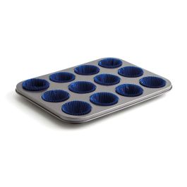 Bandeja Horno 12 Cupcakes Acero Pintado Sweet Grey Quid 36x17x3 cm