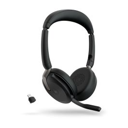 Jabra Evolve2 65 Flex MS Stereo Casque Bluetooth Filaire/Sans Fil, Certifié Microsoft Teams, Noir