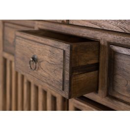 GINER Y COLOMER Armoire en teck massif style colonial, finition noyer - 176 cm de haut, 96 cm de large, avec portes et tiroirs