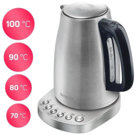 Sencor Bouilloire électrique SWK 1796SS, 1,7 L, 2200 W, acier inoxydable, 5 températures et maintien au chaud