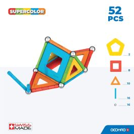Geomag EcoFriendly 52 uds Paneles supercolor - Jouet de construction magnétique 2D/3D, plastique recyclé