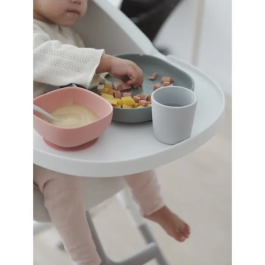 Beaba Set Repas Silicone Bébé 4 Pièces avec Ventouse Antidérapante Bol Assiette Verre Cuillère Eucalipto