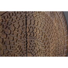 GINER Y COLOMER - Buffet/Bahut 4 portes en bois de manguier et métal, couleur noyer foncé - 173 x 77 x 45 cm