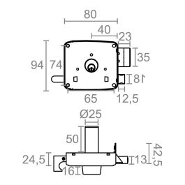 Serrure en applique Micel Acier Gauche