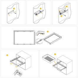 Emuca Kit panier métallique et rack ajustable Quartz pour armoires, glissières extension totale et à fermeture douce, Module 90cm, Finition Titane