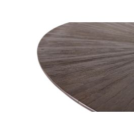 GINER Y COLOMER Table de salle à manger ronde en teck recyclé, dessus avec marqueterie radiale et structure métallique en X noir mat, 120 cm de diamètre