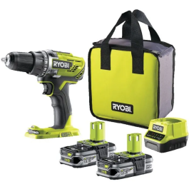 Ryobi Perceuse-visseuse sans fil ONE+ R18DD3-215S 18V 2x1.5Ah - 50 Nm, perçage bois 38 mm/métal 13 mm, avec sac et chargeur Precio: 140.496. SKU: B15QYN6FBK