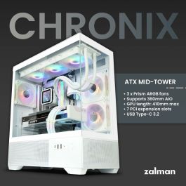Boîtier ATX semi-tour Zalman CHRONIX WHITE Blanc