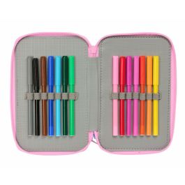 Pochette à crayons triple Stitch Bleu 12,5 x 19,5 x 5,5 cm 37 Pièces