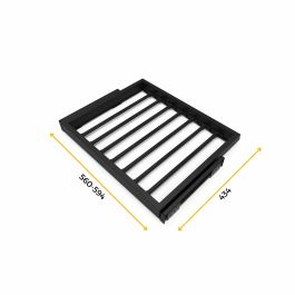 Emuca Kit de 7 tringles à pantalon et cadre coulissant à fermeture douce pour armoires, réglable, module 600mm, Noir texturé