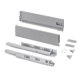 Emuca Tiroir extérieur Vertex avec réglages 3D hauteur 131mm, 40kg, profondeur 450mm, Acier, Peint en aluminium