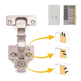 Emuca Lot de 20 charnières droites X91 avec fermeture amortie et embases euro, hauteur 0, acier, nickelé