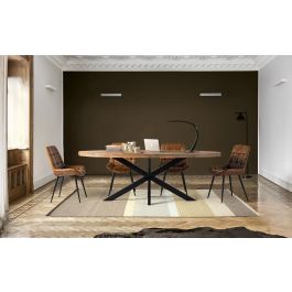 GINER Y COLOMER Table de Salle à Manger Ovale en Bois de Mango Massif et Métal Noir - Dimensions : 200 cm (Longueur), 71 cm (Hauteur)