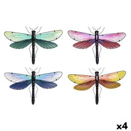 Décoration murale Home ESPRIT Jaune Bleu Vert Lila Shabby Chic Libellule 46 x 1 x 31 cm (4 Unités)