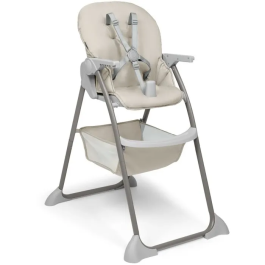 Hauck Sit N Fold Chaise Haute Pliable Beige de 6 mois à 15 kg avec Harnais 5 Points, Plateau Repas XL et Panier de Rangement